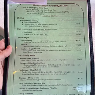 menu
