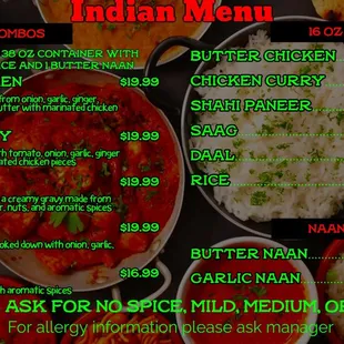 Try our new Indian Menu!