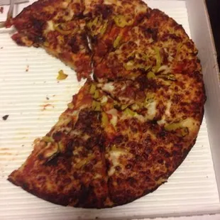 a half eaten pizza
