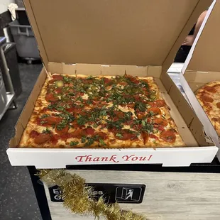 Large Grandma Pizza w/ add half jalapeño