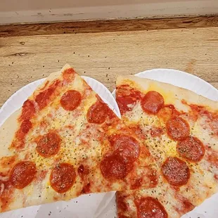  two slices of pepperoni pizza