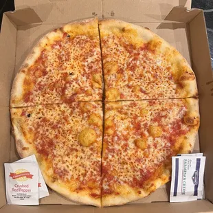 12" cheese - crispy charred bottom + chewy top + foldable