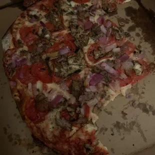 a half eaten pizza