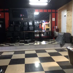 The stage in the back