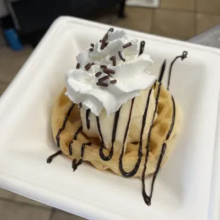 Waffle with ice cream