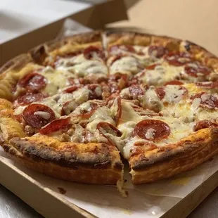 NEW YORK STYLE Pepperoni Suicide Pizza THATS TO SURE COMMIT SUICIDE IN YOUR MOUTH THAT JUST BRINGS US BACK TO LIFE.