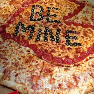 Valentine&apos;s day pizza for a special someone, thanks to the staff for making it possible!