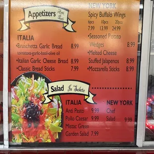 Updated pricing menu