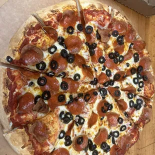 Pepperoni and black olives