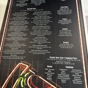Full menu