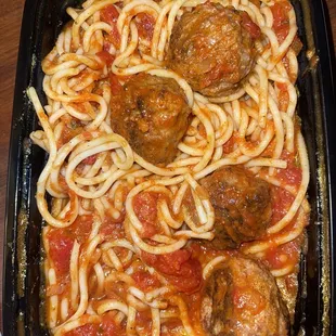 Spaghetti Marinara with meatballs