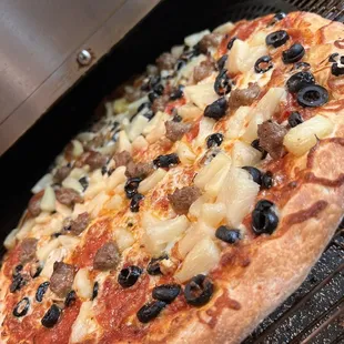 pizza being cooked