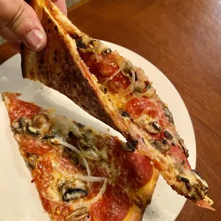 two slices of pizza