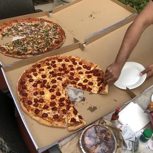 King Kong Size 24&quot; Pepperoni Pizza and a 24&quot; Custom Veggie we created. Side of 15 pc Buffalo Chicken So Good, So Delicious