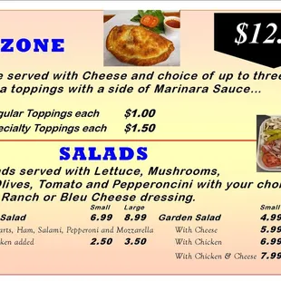 Calzone &amp; Salads