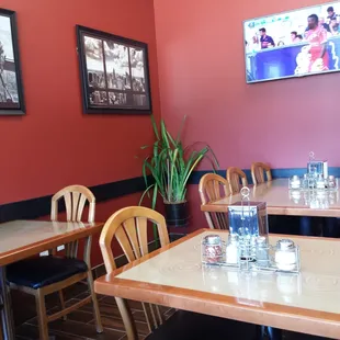 Really nice dining area. Nicely lit and clean