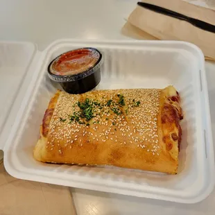 a close up of a pizza