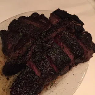 Porterhouse for two Ned rare and blackened.