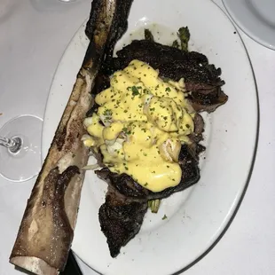 Tomahawk Ribeye with crab