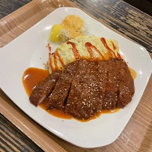 26. Pork Katsu with Omelet Rice