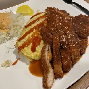 25. Chicken Katsu with Omelet Rice