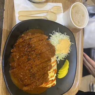 26. Pork Katsu with Omelet Rice