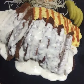 27. Fish Katsu with Omelet Rice