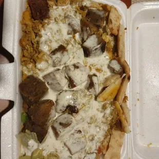 Mixed lamb &amp; chicken over rice