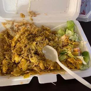 1. Chicken Over Rice.  White sauce and tiny bit of hot sauce:)