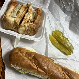 Meat ball sub, pickles