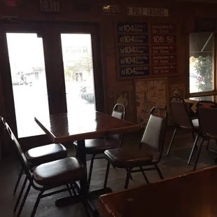 empty tables and chairs