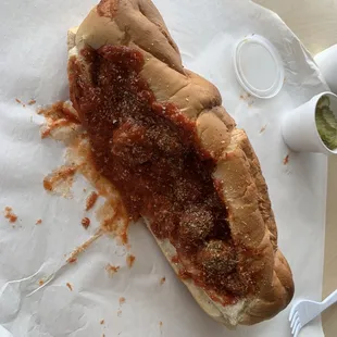 Meatball and cheese sandwich