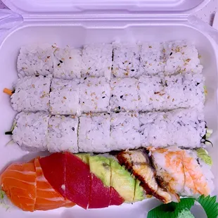 Got 5 rolls:  top 2 are Vegetable Rolls, then Cream Cheese Roll, and finally Rainbow Roll.