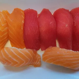 Salmon and Tuna Nigiri. GET YOUR OMEGA 3!