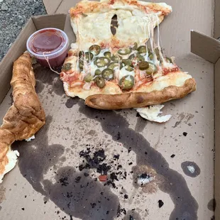 No sausage and burnt whatever under the calzone.