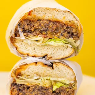 a sandwich cut in half