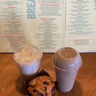 Orange Cranberry muffin, funky monkey, and a Vietnamese coffee