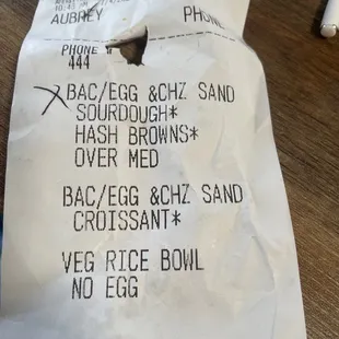 The receipt matches the order we placed online, but the food that came with it did not.