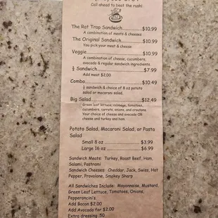 These were the prices as of 6weeks ago....best meal for your buck!!!!!! Tad is an owner who puts his customers (and their wallet) first!