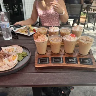 iced coffee flights--fall flavors, huevos rancheros