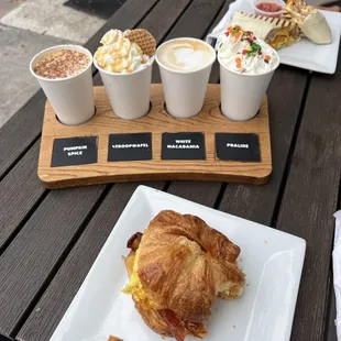 Newcity Breakfast Sandwich, Breakfast Burrito &amp; coffee flight