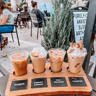 a selection of iced coffees