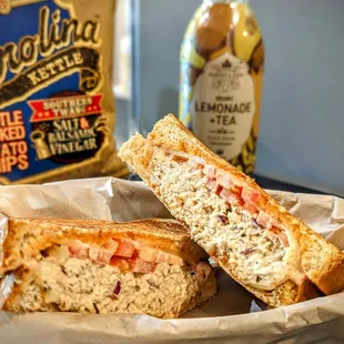 a sandwich in a basket