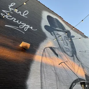 Wall art alley outdoor seating