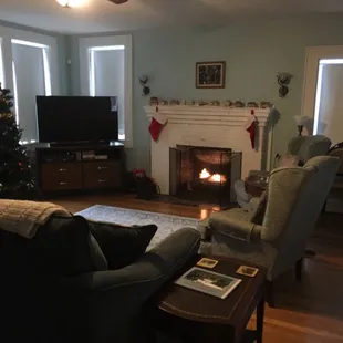 Cozy up to the fire place in the parlor.