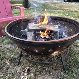 Fire pit is ready to cozy up to!