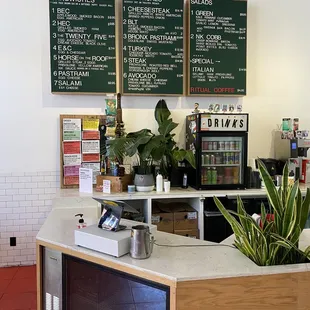 the counter and menus