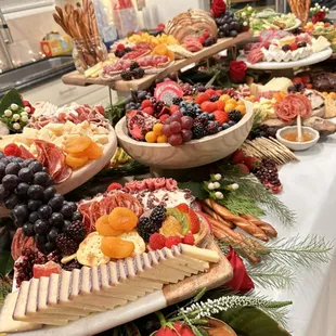 a long table of food