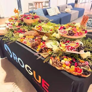 a table with a variety of food on it