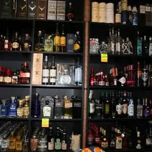 shelves of liquor